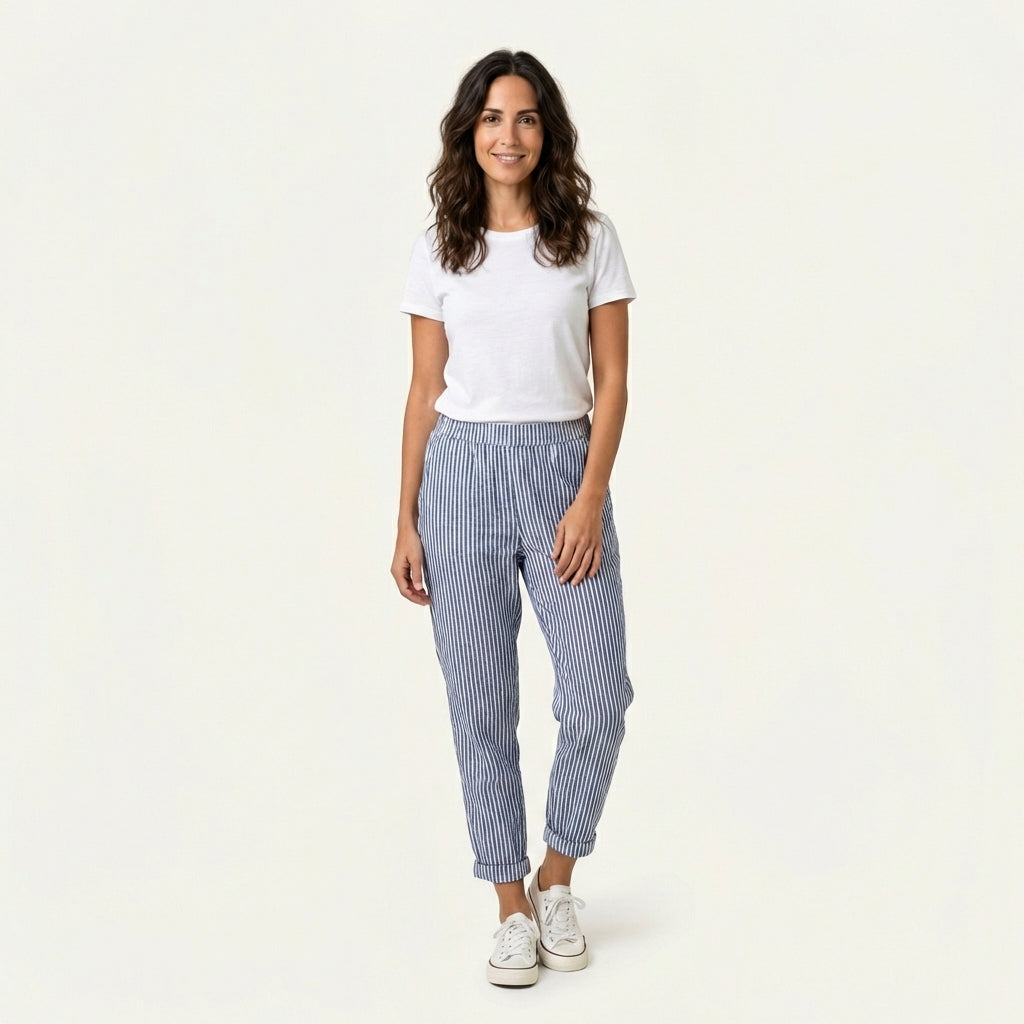 Pantalones Anchos Rayados
